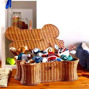 NWT:  Buddy Buddy Dog Bone Basket and 6-piece Woodland Dog Toy Set